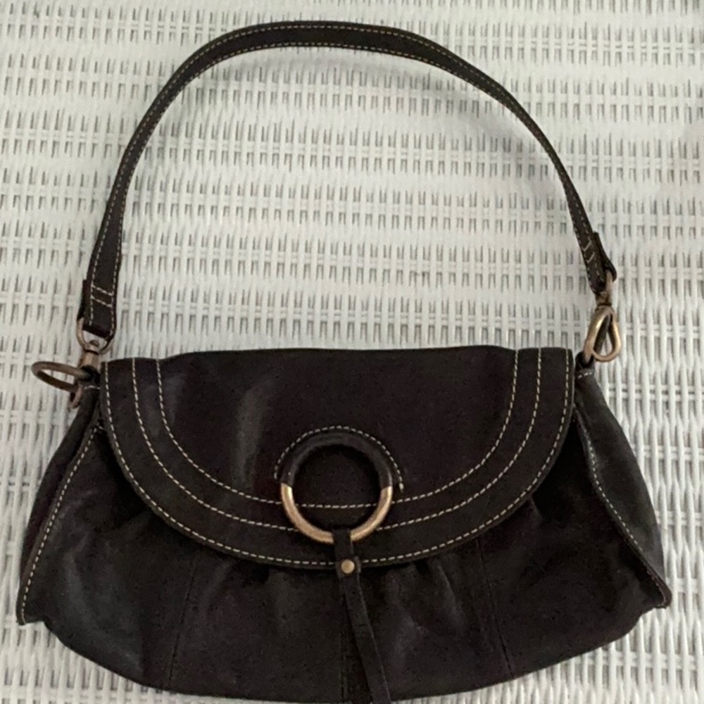 Hype Black Shoulder Bag with Ring Detail